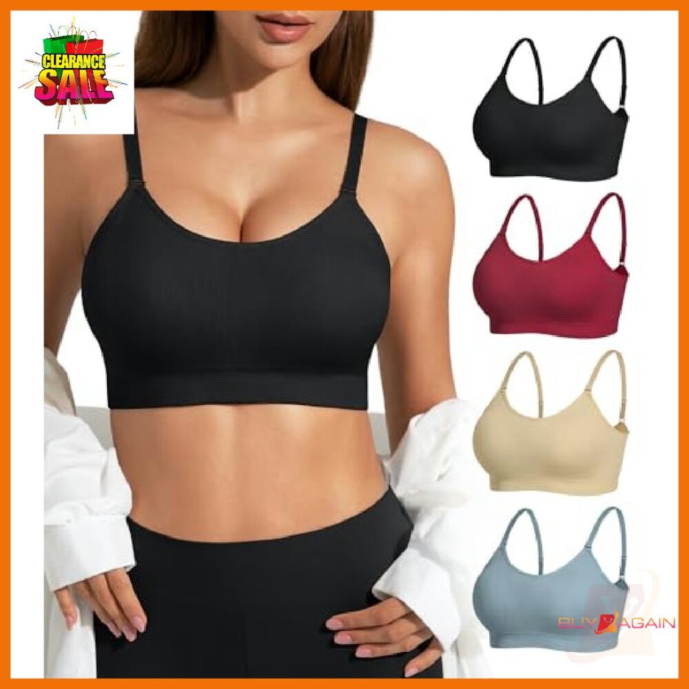 4-Pack Padded Bralettes Wireless Adjustable Strap… - image 2